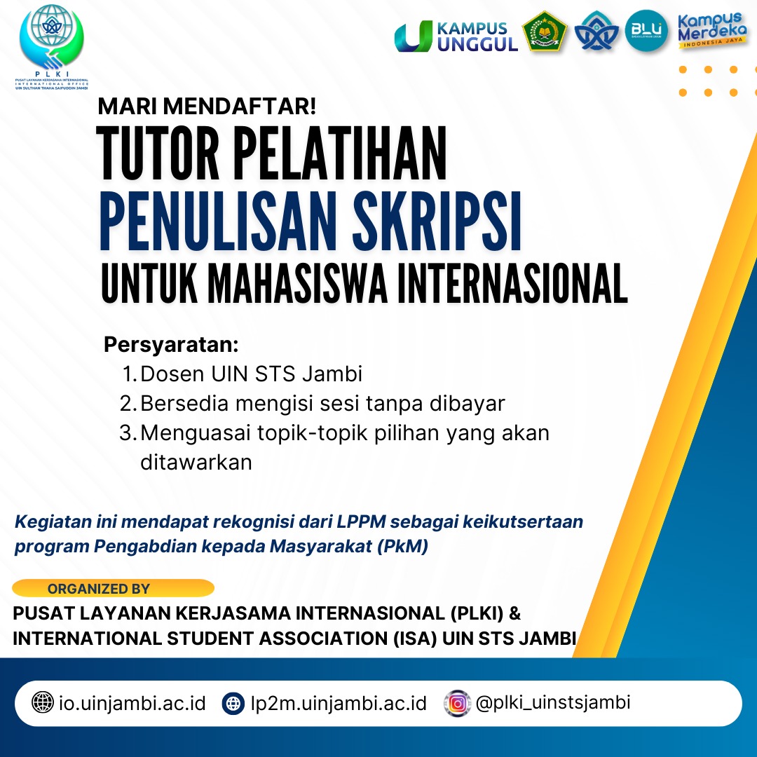 Mari Mendaftar! Tutor Pelatihan Penulisan Skripsi Untuk Mahasiswa Internasional
