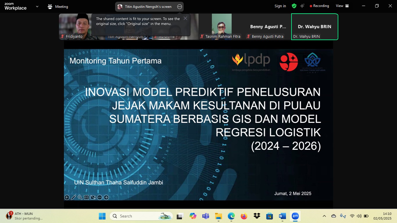 LPPM Monev Penelitian Dosen UIN Jambi Kolaborasi dengan Peneliti BRIN
