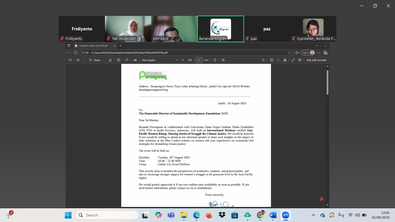 LPPM dan Beranda Perempuan Persiapkan Webinar Internasional tentang Lingkungan dan Gender