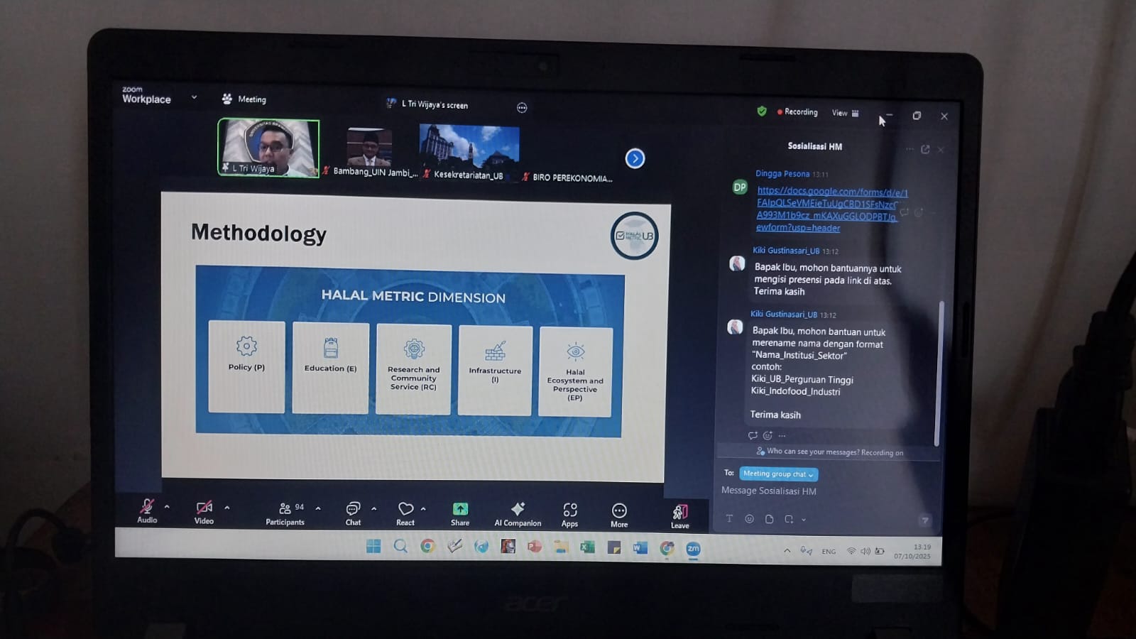 UIN Jambi Hadiri Sosialisasi UB Halal Metric Universitas Brawijaya