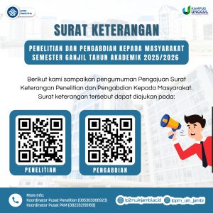 Surat Keterangan Penelitian dan Pengabdian Kepada Masyarakat Semester Ganjil Tahun Akademik 2025/2026