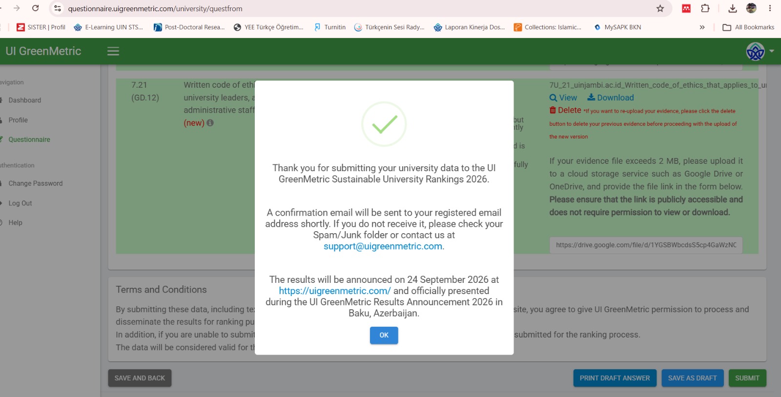 Pusat Lingkungan& SDGs Submit Borang UI GreenMetric 2026, Perkuat Komitmen Tata Kelola Berkelanjutan